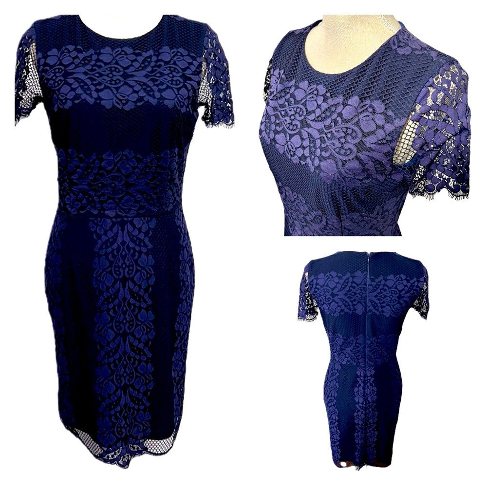 Cremieux Intricate Lace Overlay Mid Length Dress Size XS